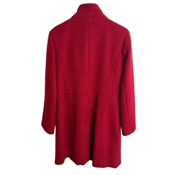 Calvin Klein Red Wool Fitted Coat - Women’s Size 6 - Picture 3 of 15